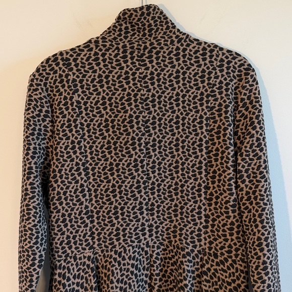 Samuel Dong Leopard Print Bubble Midi Coat Dress Outerwear Size Large - Picture 4 of 11